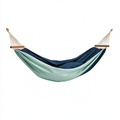 Amaca da giardino 300 x 100 cm in tessuto blu scuro e verde acqua con barre in legno - sospesa
