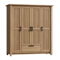Armadio 200x60x220 cm in legno rovere chiaro con 4 ante e cassetto stile moderno