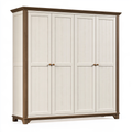 Armadio guardaroba 200 x 60 x 220 cm in legno bianco e marrone a 4 ante stile classico