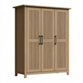 Armadio guardaroba 180 x 60 x 200 cm effetto legno marrone a 3 ante con pannelli scanalati