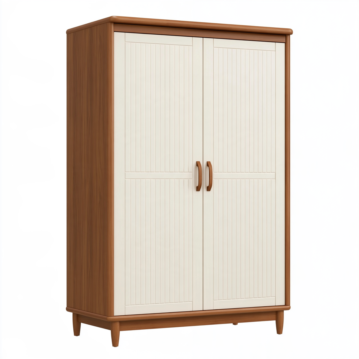 Armadio guardaroba 120 x 60 x 200 cm in legno marrone e avorio a 2 ante stile classico