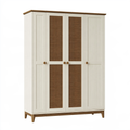 Armadio guardaroba 180 x 60 x 200 cm effetto legno avorio e marrone con ante in rattan stile naturale