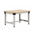 Banco da lavoro 120 x 60 x 85 cm in legno e acciaio grigio con piedini regolabili