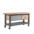 Banco da lavoro 152 x 76 x 91 cm in legno e acciaio naturale/grigio con ruote stile industriale