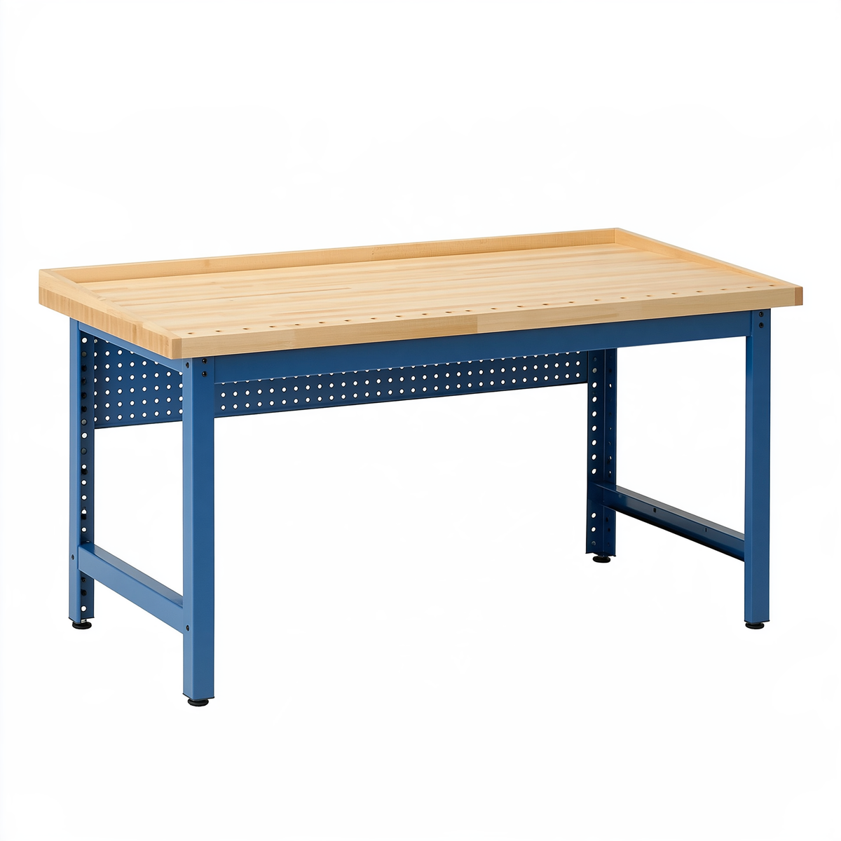 Banco da lavoro 152 x 76 x 91 cm in legno e acciaio blu - piano con bordo rialzato