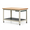 Banco da lavoro 122 x 61 x 86 cm in legno e acciaio beige con ripiano inferiore