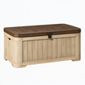 Cassapanca da esterno 120 x 60 x 63 cm in resina beige/marrone con coperchio e chiusura