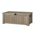 Baule contenitore da esterno 120 x 56 x 63 cm in resina tortora effetto legno con coperchio