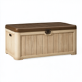 Cassapanca contenitore 120 x 60 x 63 cm in resina beige/marrone per esterno con coperchio