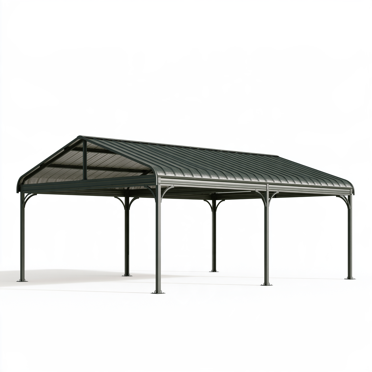 Tettoia per auto 600 x 300 x 280 cm in metallo grigio scuro con pannelli traslucidi - Copertura da esterno