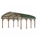 Tettoia autoportante 600 x 500 x 300 cm in acciaio marrone e verde - copertura arcuata per esterni