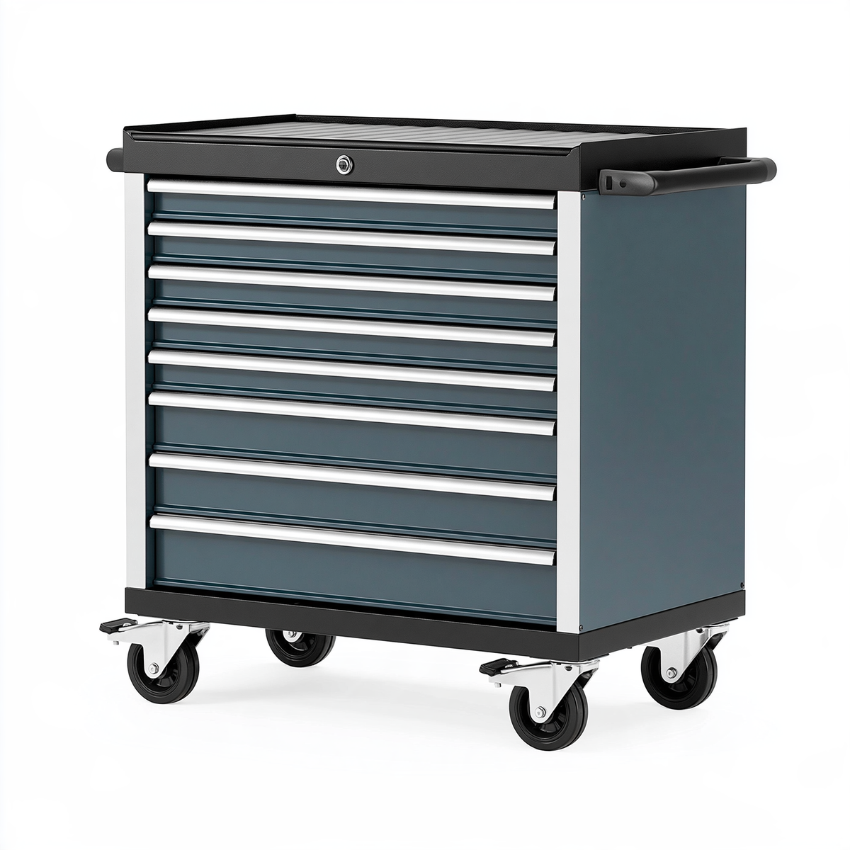 Carrello portautensili 77 x 46 x 98 cm in acciaio grigio antracite con 8 cassetti e ruote