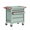 Carrello portautensili 80 x 45 x 95 cm in acciaio verde salvia con cassetti e ruote