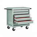 Carrello portautensili 80 x 45 x 90 cm in metallo verde salvia con 5 cassetti su ruote