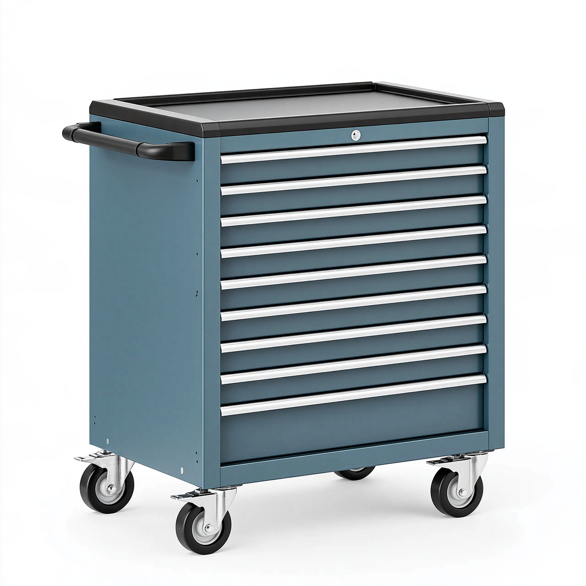 Cassettiera portautensili 77 x 46 x 98 cm in acciaio blu con ruote e 8 cassetti
